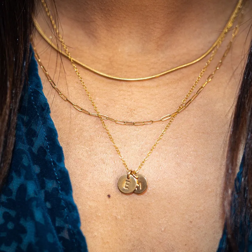 Initial Letter Pendant Stamped Necklace