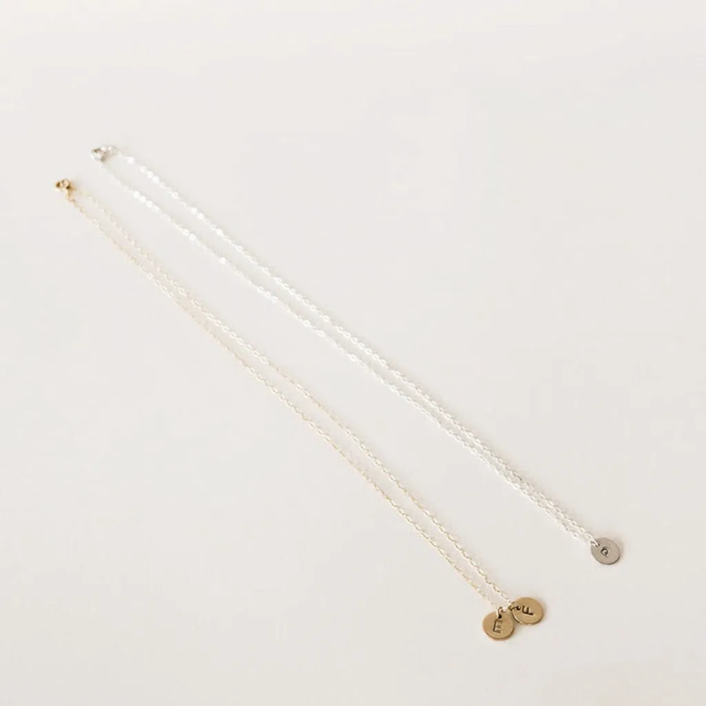 Initial Letter Pendant Stamped Necklace
