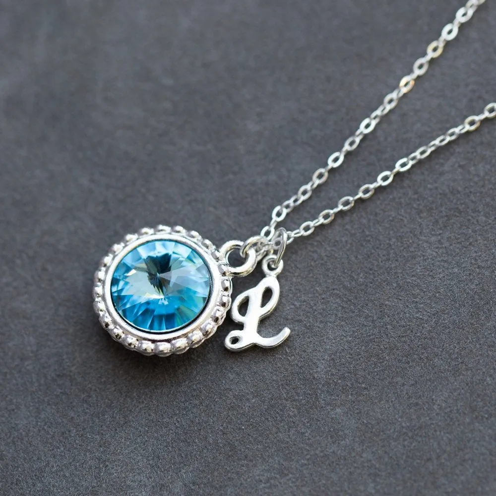 Initial Necklace for Mom, Personalized Birthstone Jewelry
