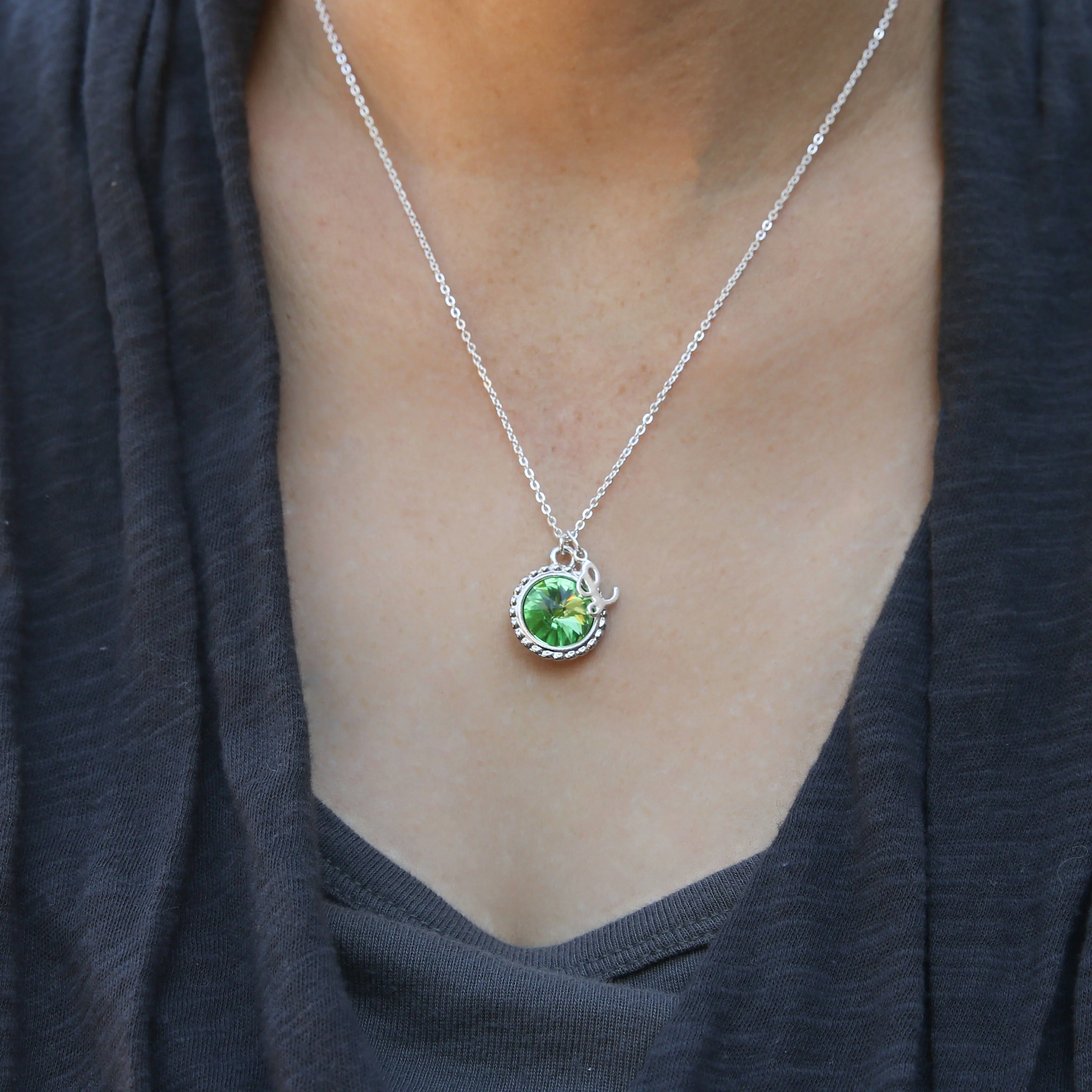 Initial Necklace for Mom, Personalized Birthstone Jewelry