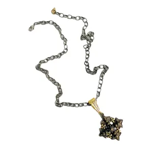 Isla Mixed Metal Rhodium and Gold Cross Necklace