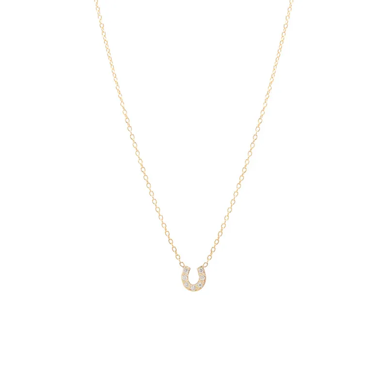 Itty Bitty Diamond Horseshoe Necklace in Yellow Gold