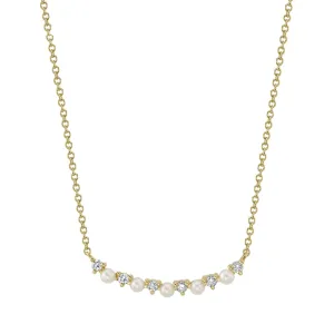 Jackie 14K Yellow Gold 0.12 ct Cultured Pearl & Diamond Necklace
