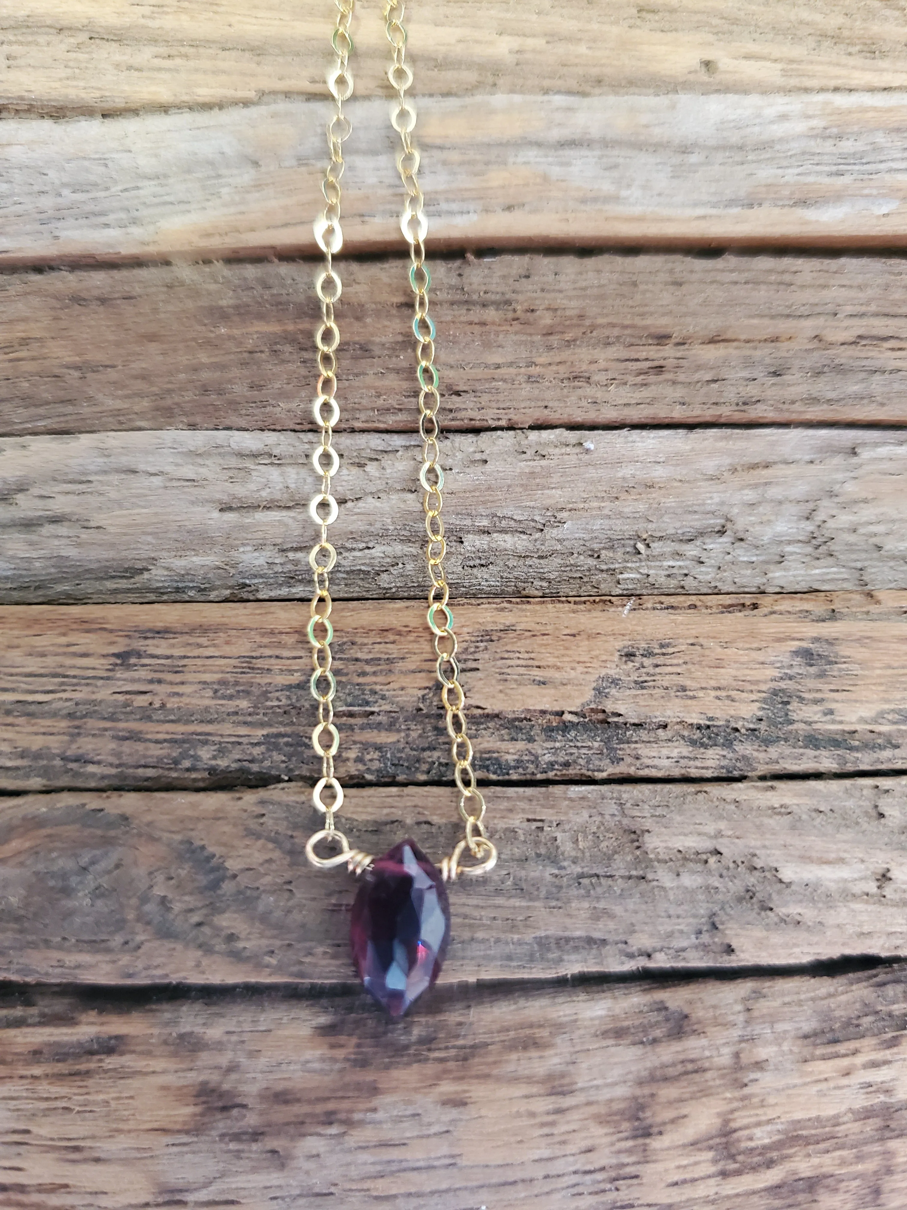 January Birthstone Gold-Filled Necklace (Garnet)