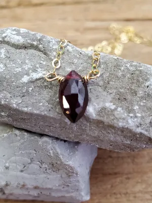 January Birthstone Gold-Filled Necklace (Garnet)