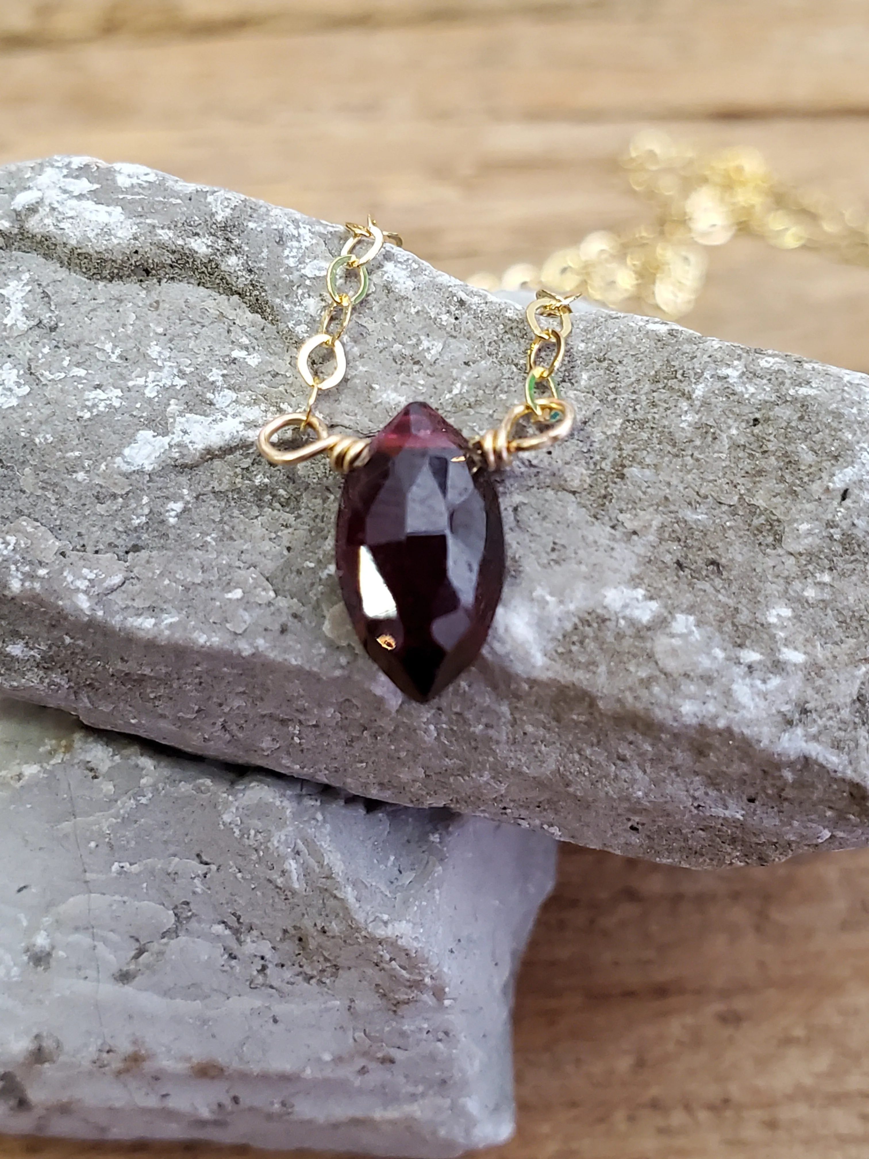 January Birthstone Gold-Filled Necklace (Garnet)