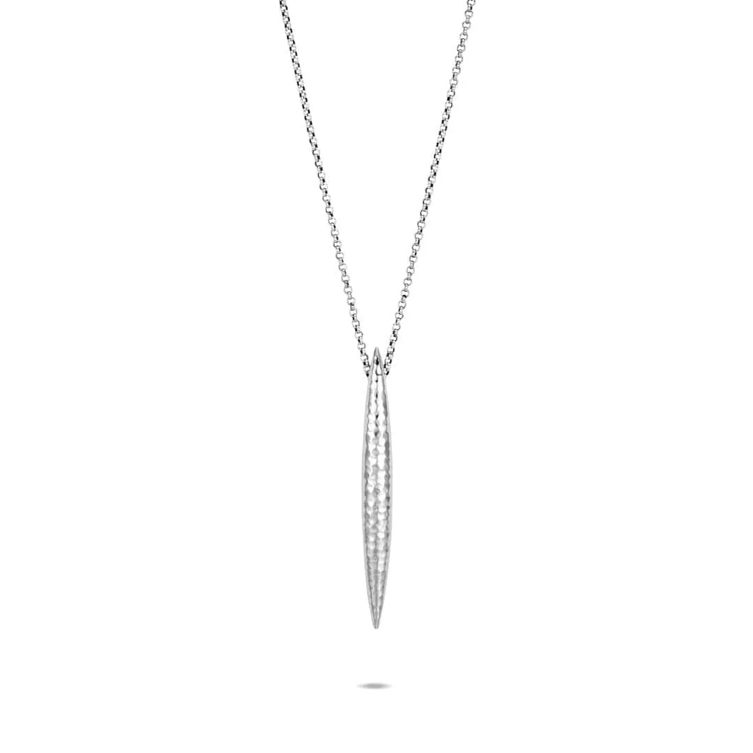 John Hardy Hammered Silver Chain Spear Long Pendant Necklace