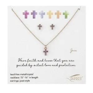 July Kids Cross Necklace and Earring Set - 224064