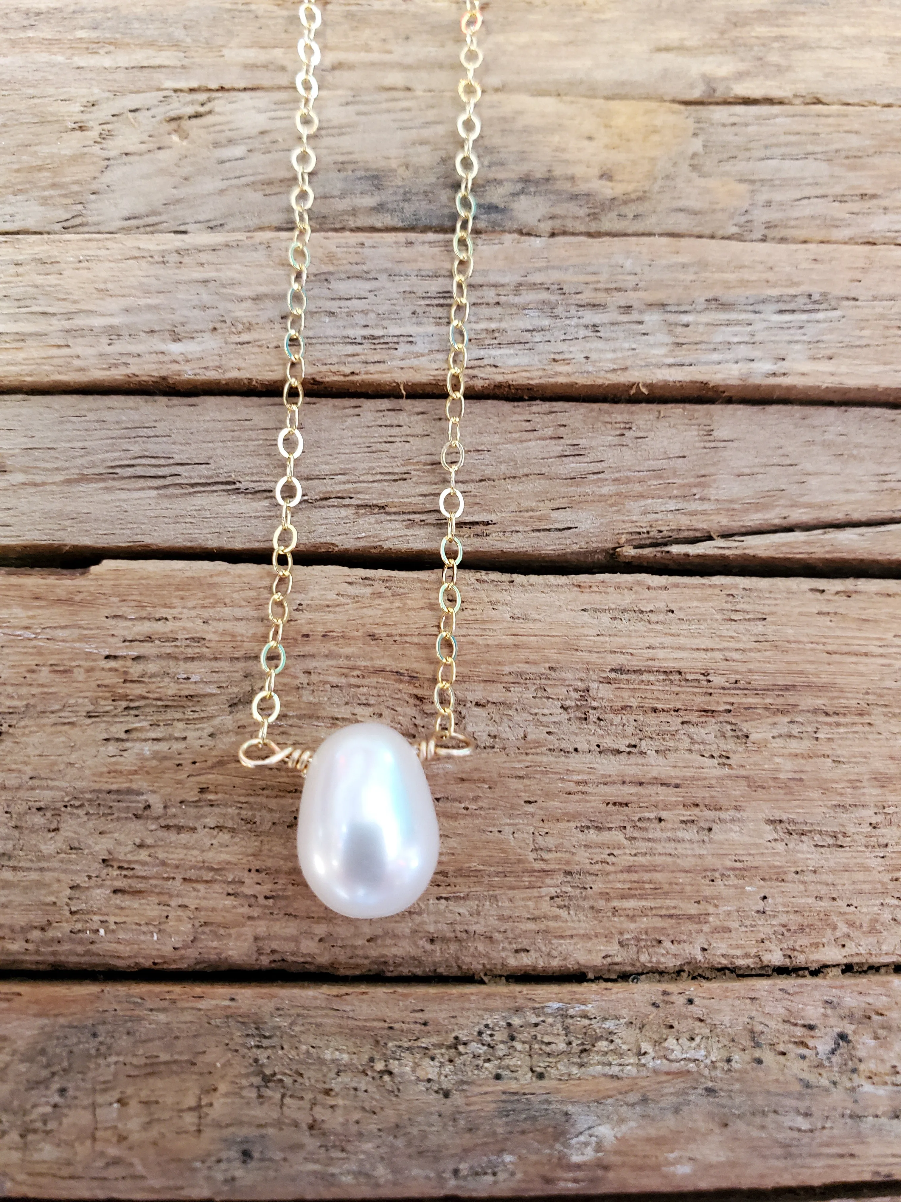 June Birthstone Gold-Filled Necklace (Pearl)