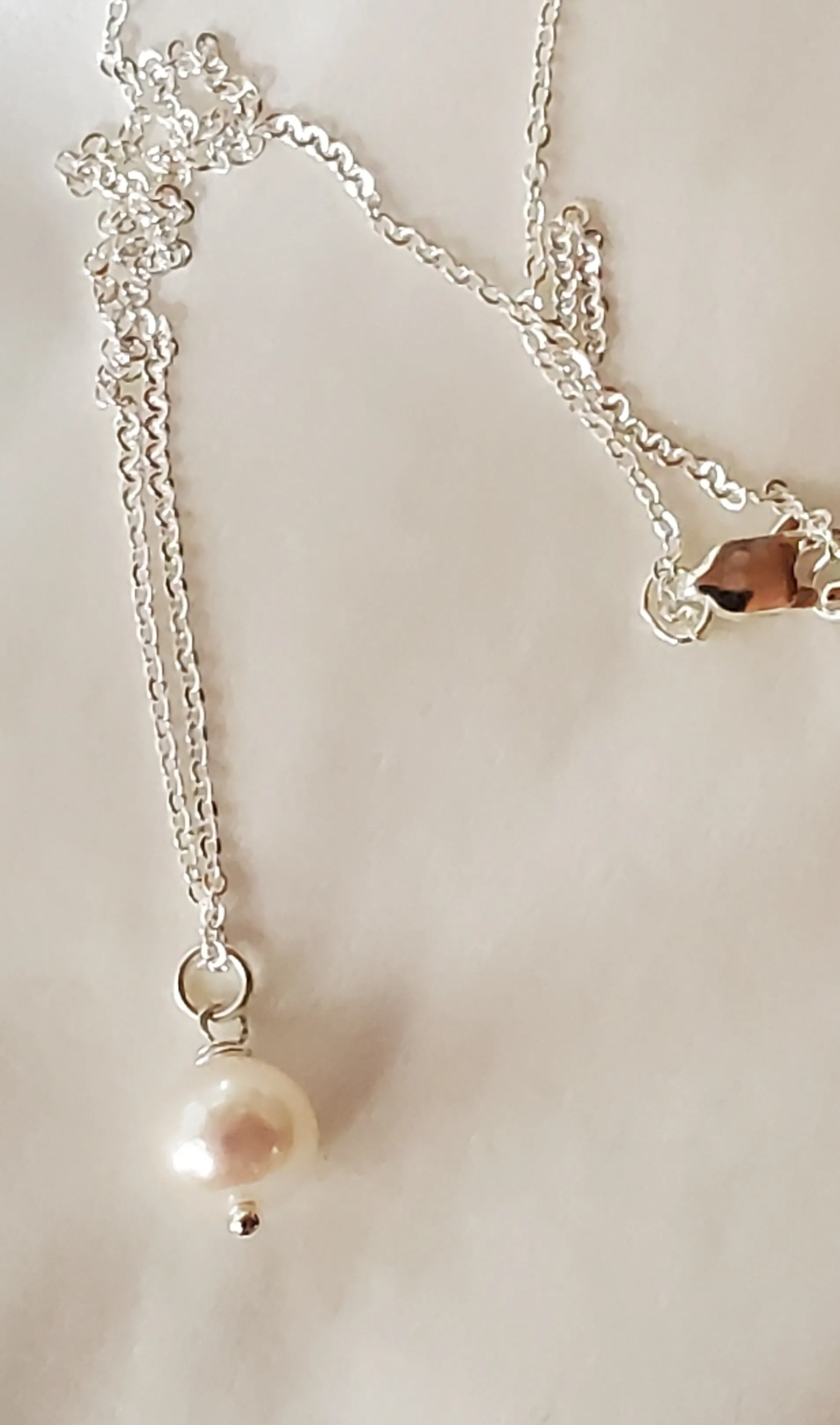 June Birthstone Sterling Silver Necklace (Pearl)