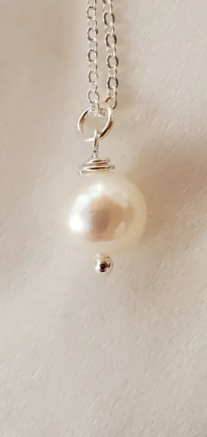 June Birthstone Sterling Silver Necklace (Pearl)