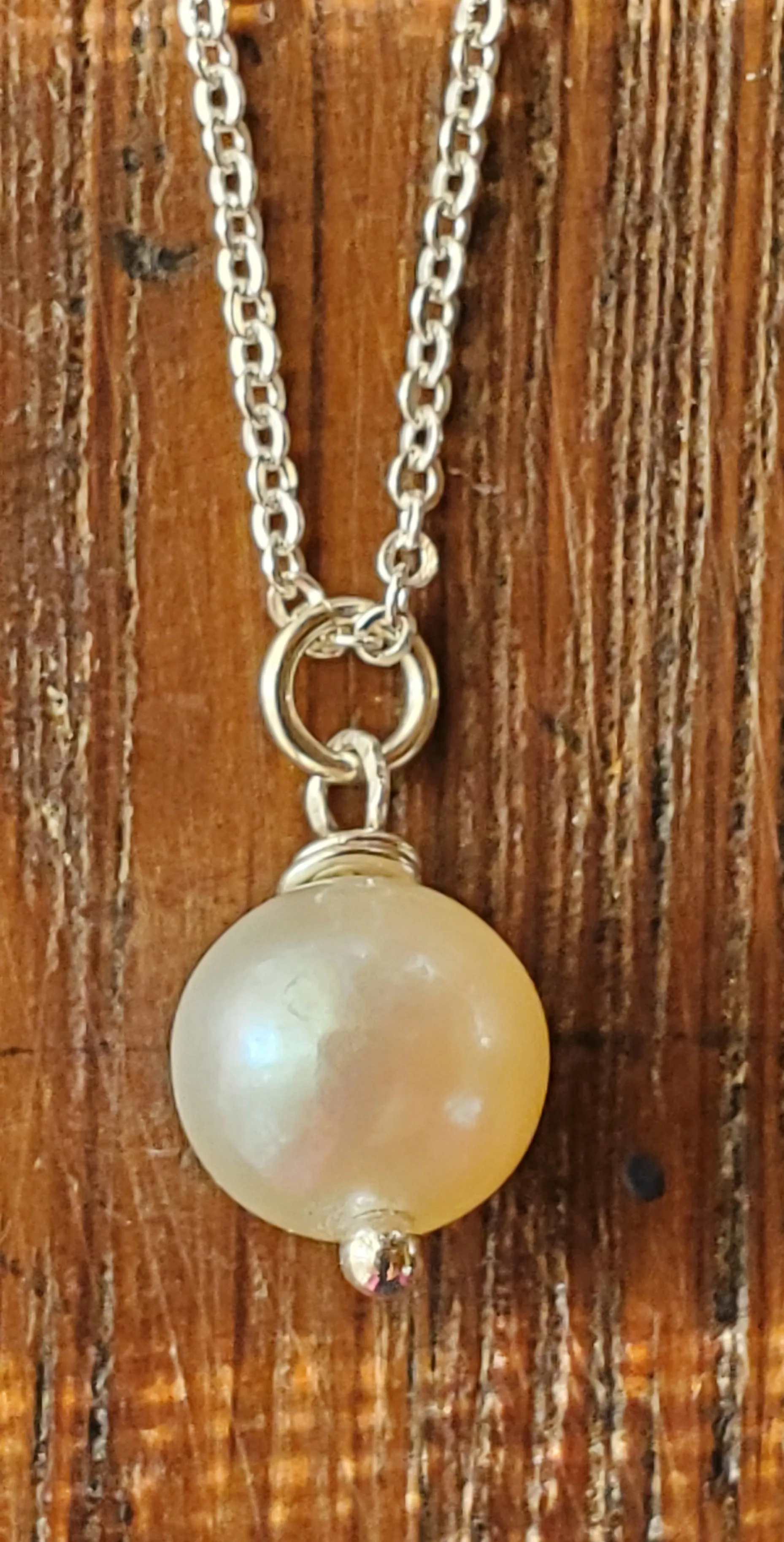 June Birthstone Sterling Silver Necklace (Pearl)