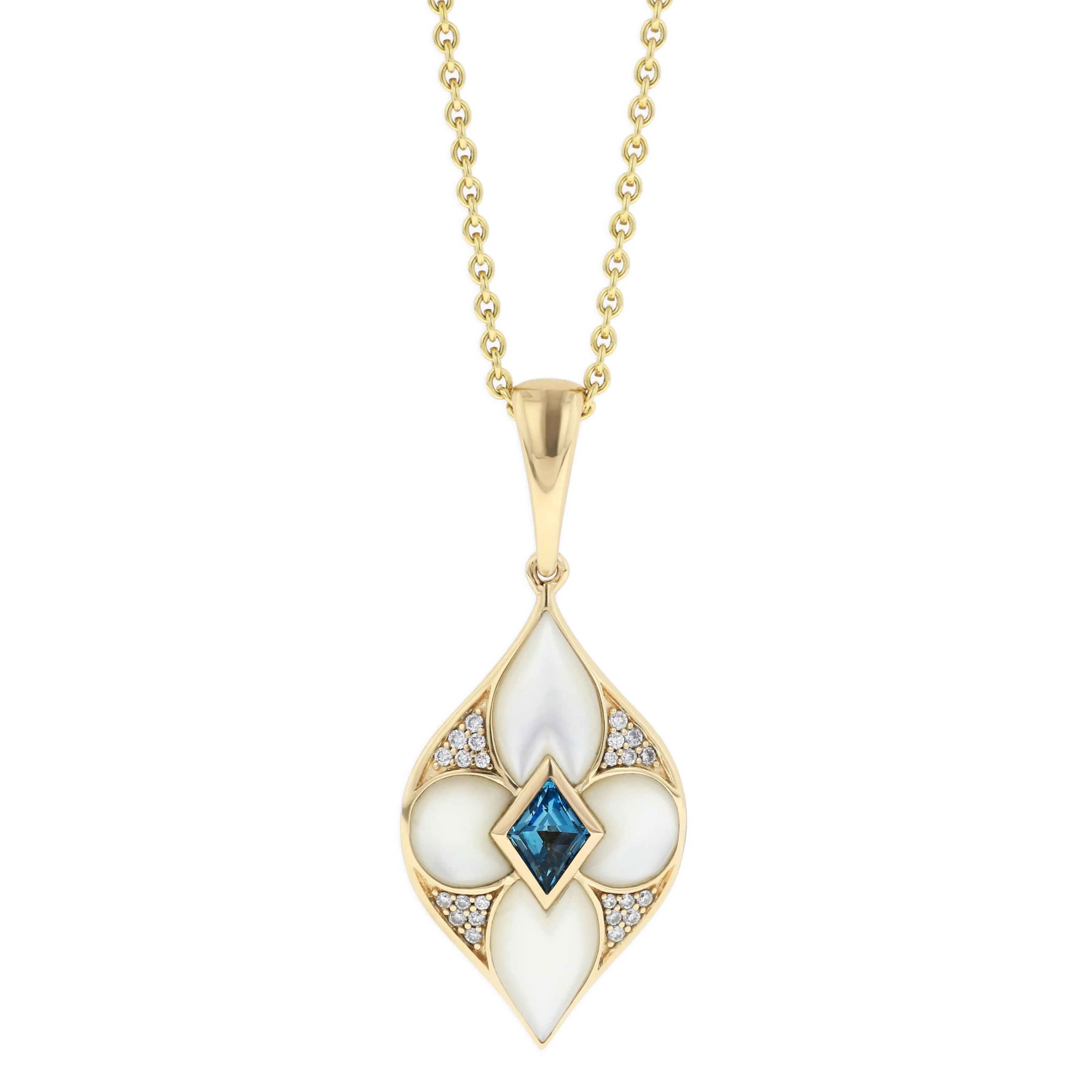 Kabana Mother of Pearl and Blue Topaz Pendant