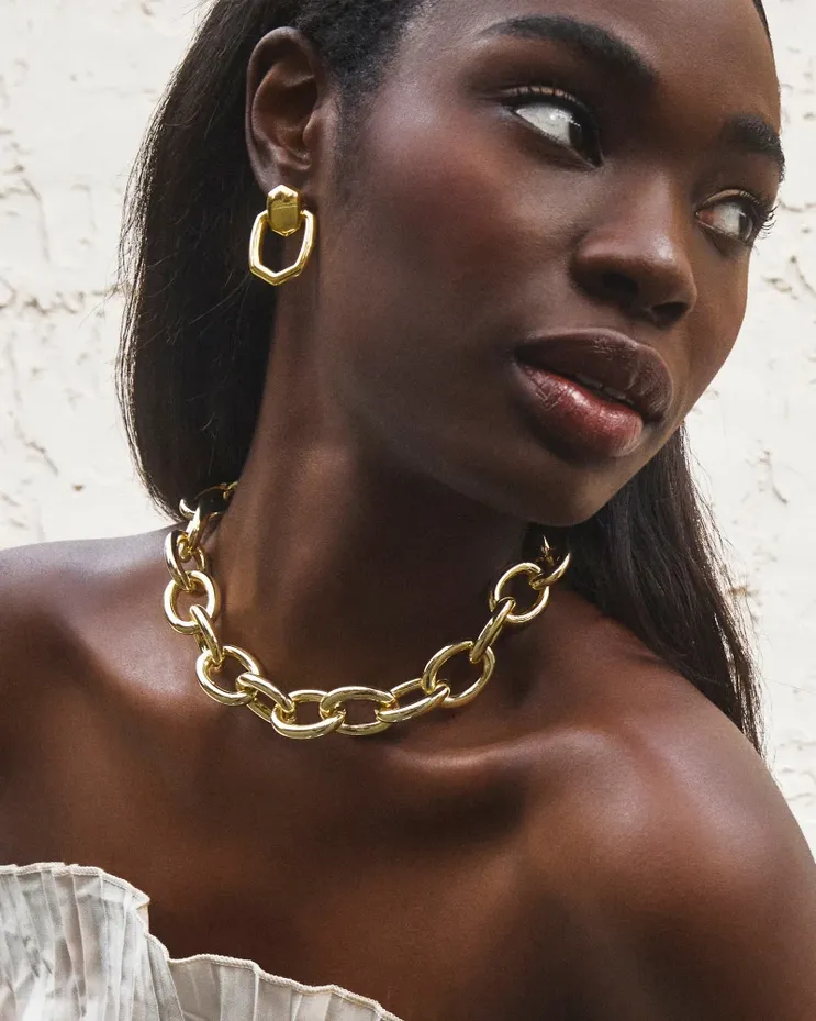 Kendra Scott Kaia Statement Chain Necklace Gold Metal
