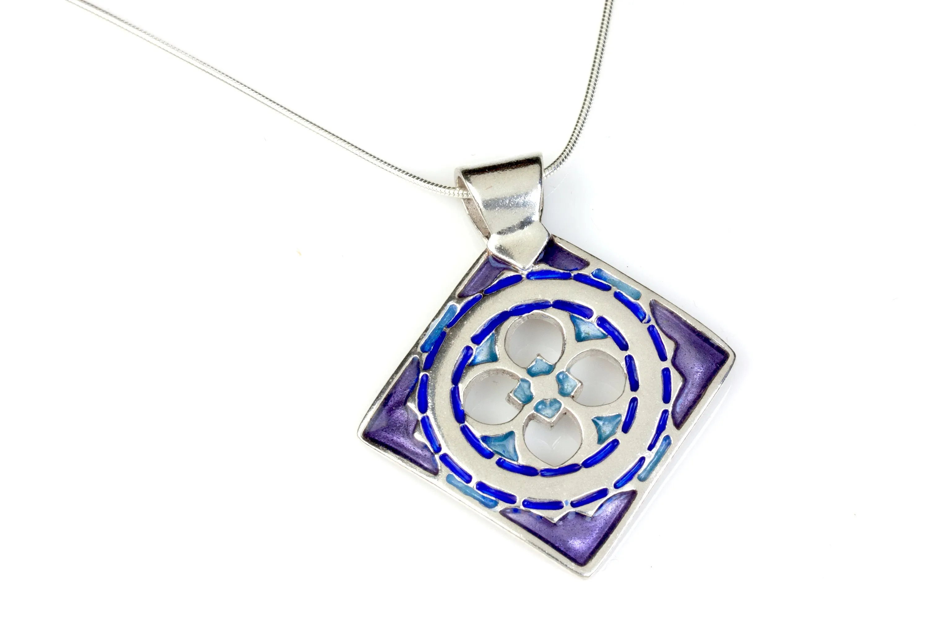 Kismet Enameled Silver Pendant Small