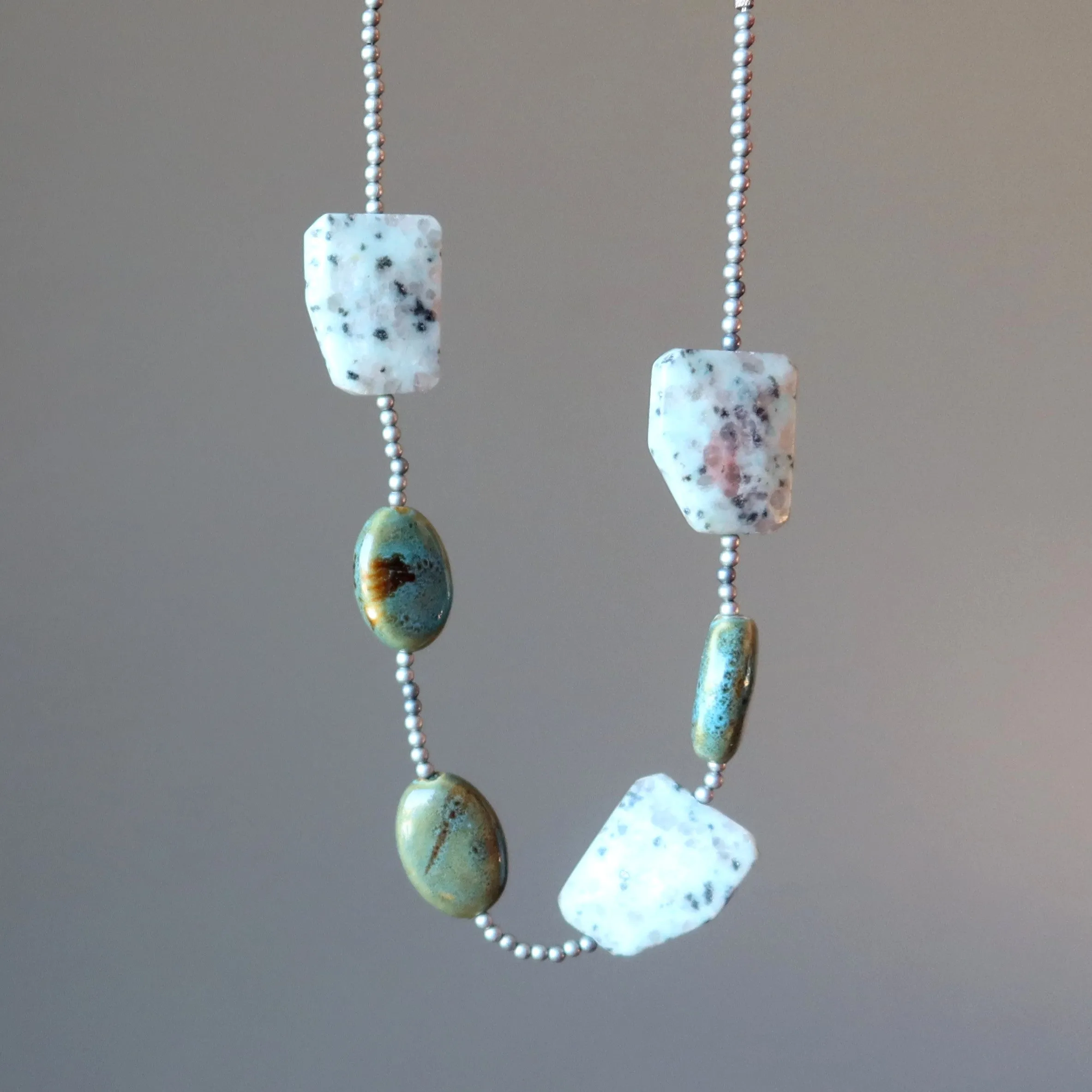 Kiwi Jasper Necklace Proudly Funky Sesame Green Ceramic