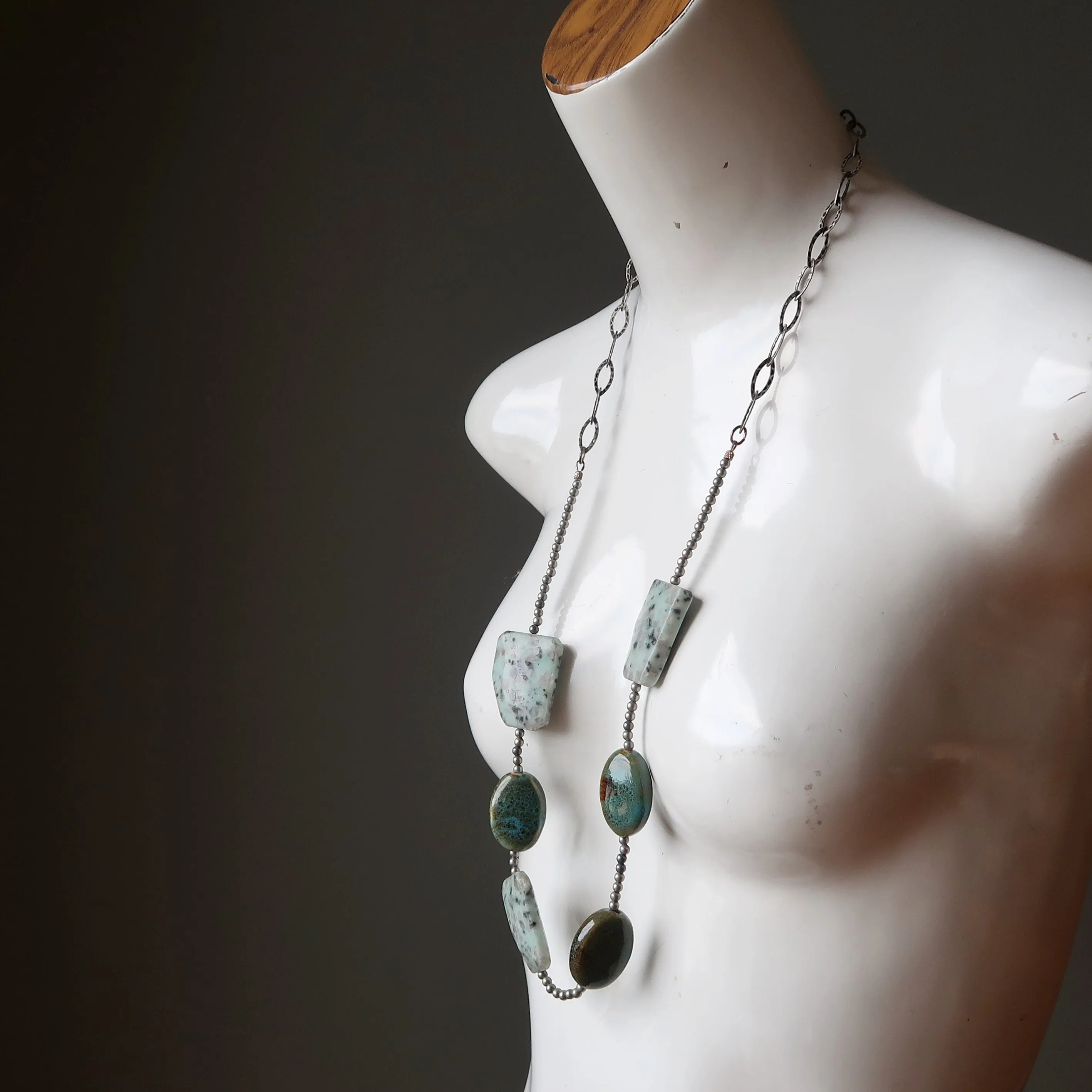 Kiwi Jasper Necklace Proudly Funky Sesame Green Ceramic