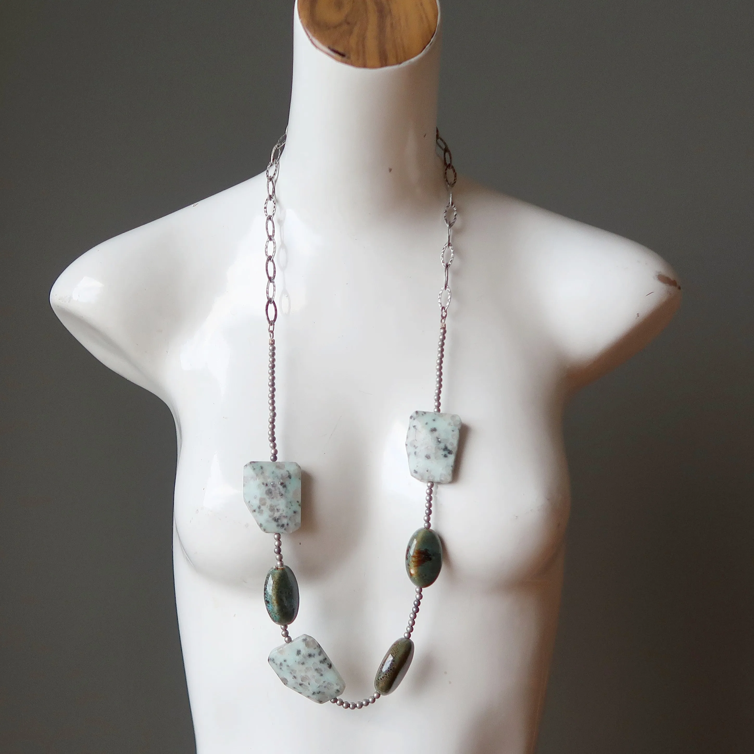 Kiwi Jasper Necklace Proudly Funky Sesame Green Ceramic