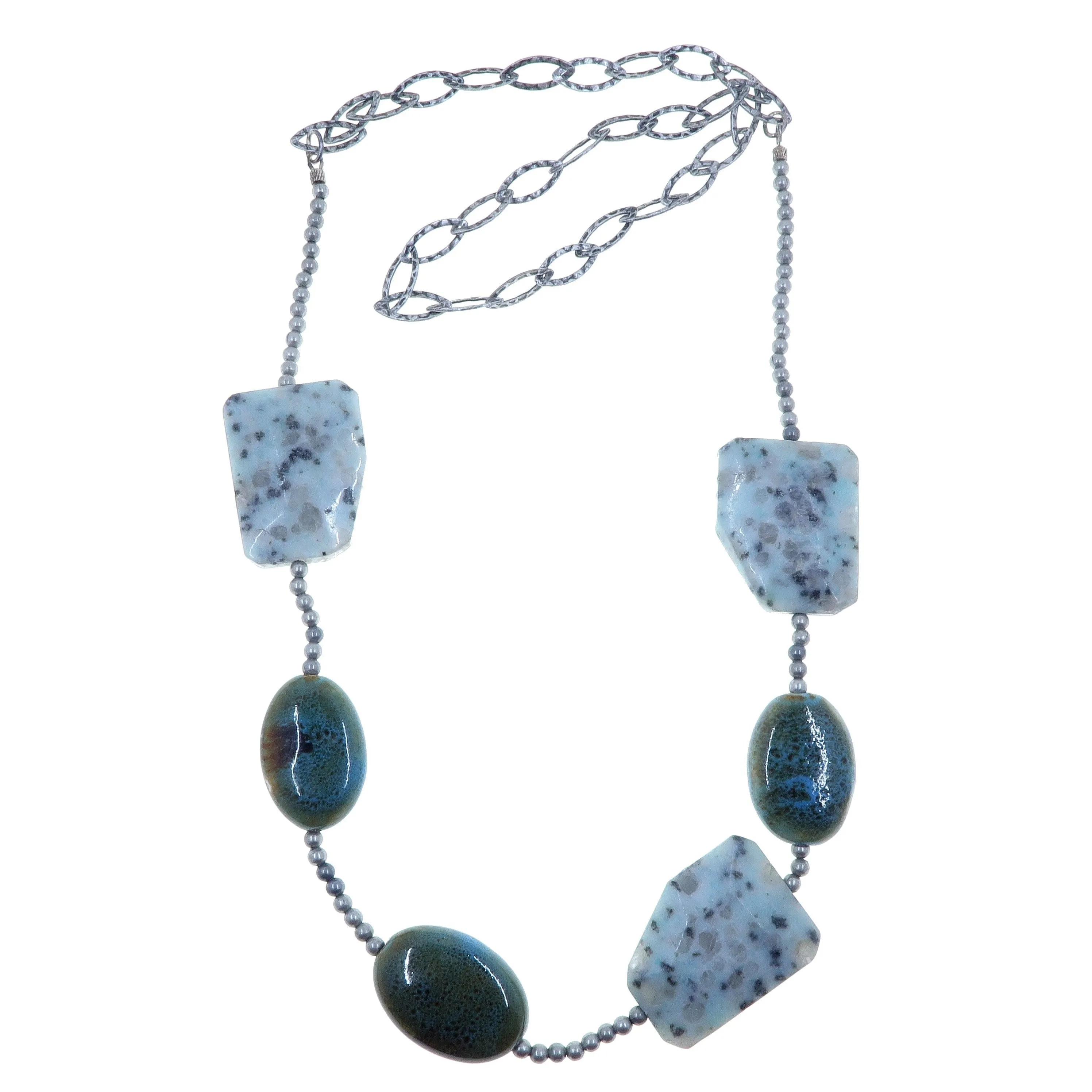 Kiwi Jasper Necklace Proudly Funky Sesame Green Ceramic