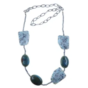 Kiwi Jasper Necklace Proudly Funky Sesame Green Ceramic