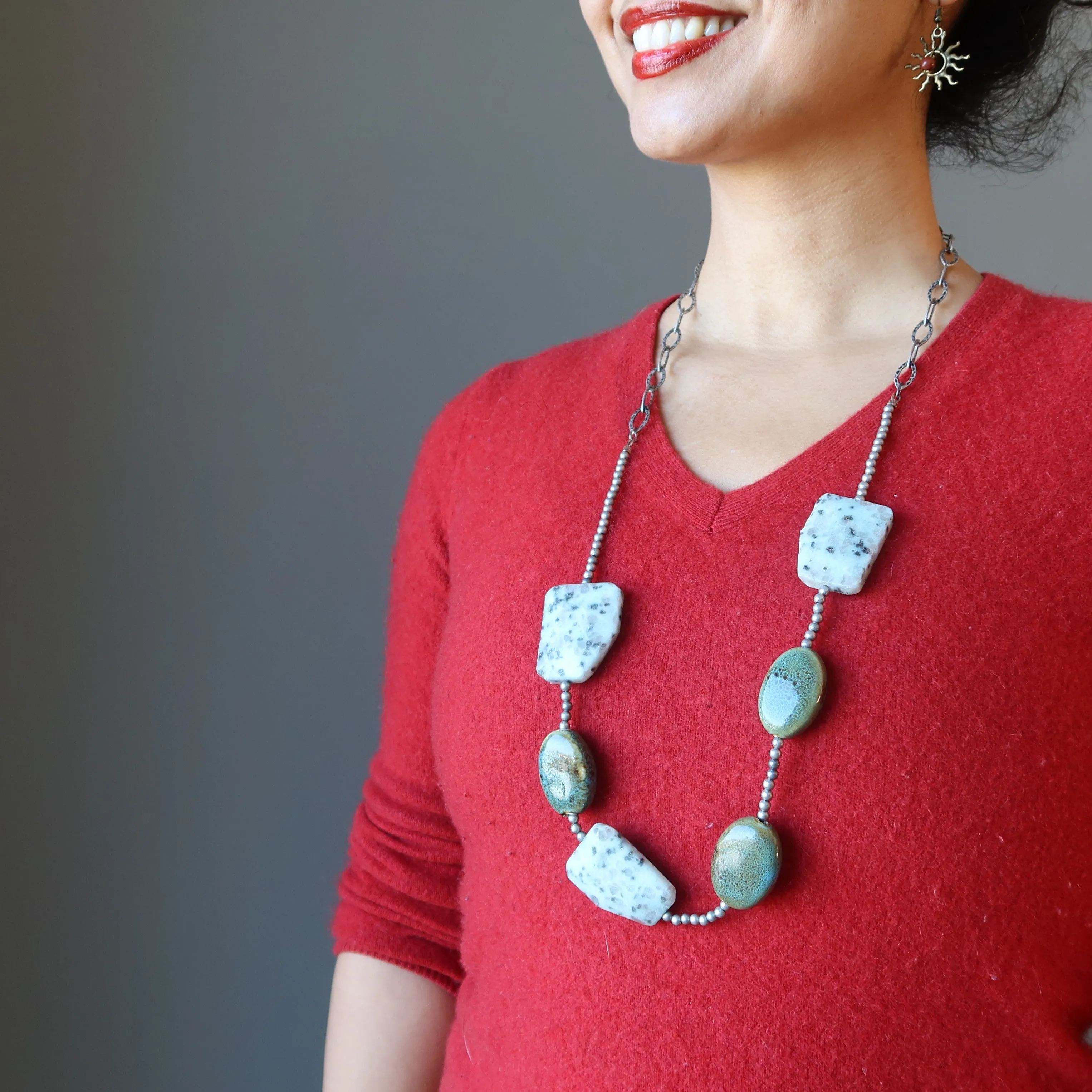 Kiwi Jasper Necklace Proudly Funky Sesame Green Ceramic
