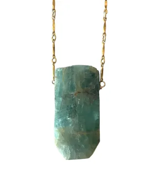 Large Blue Aquamarine Statement Necklace Gold Filled