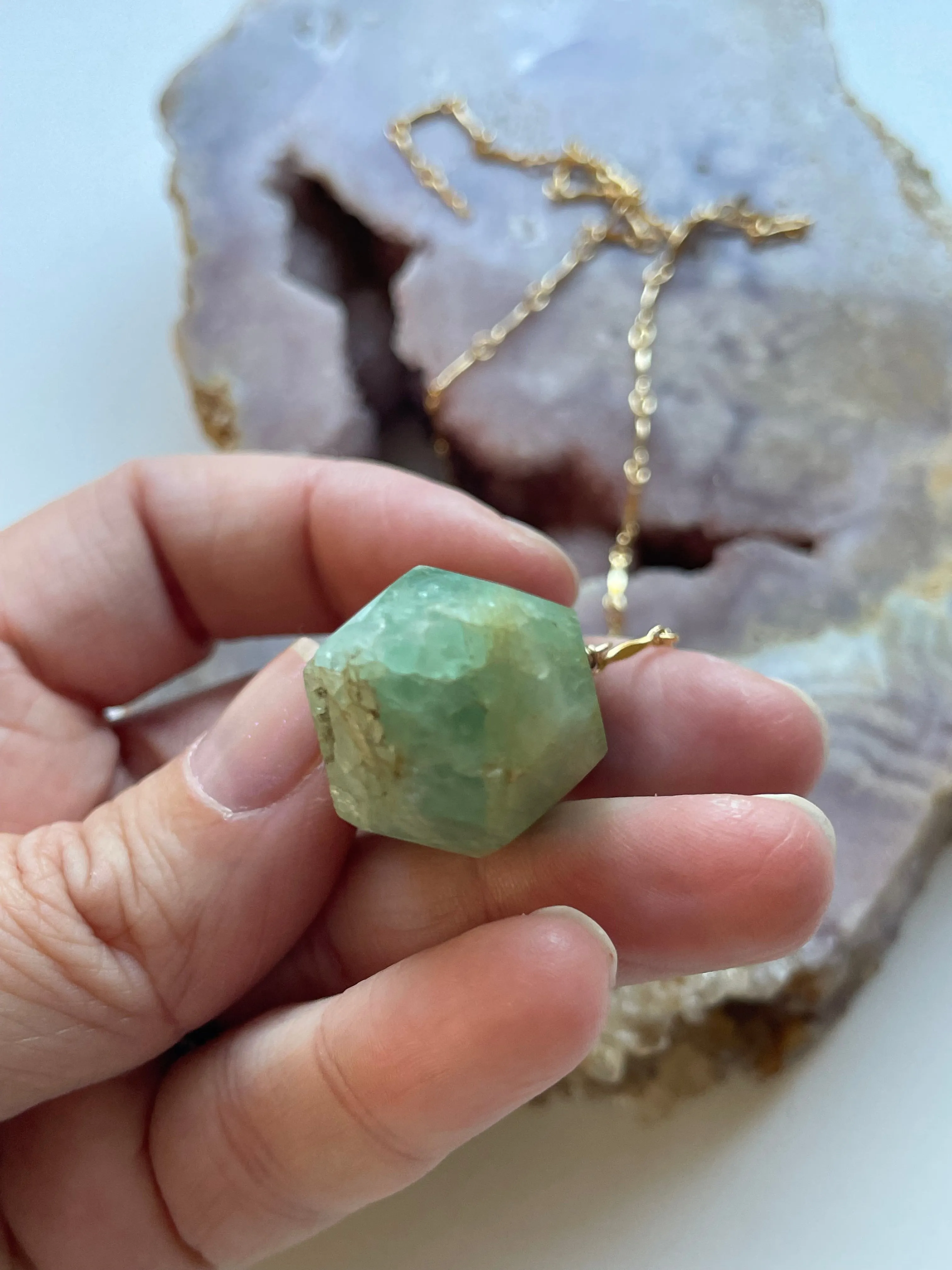 Large Blue Aquamarine Statement Necklace Gold Filled