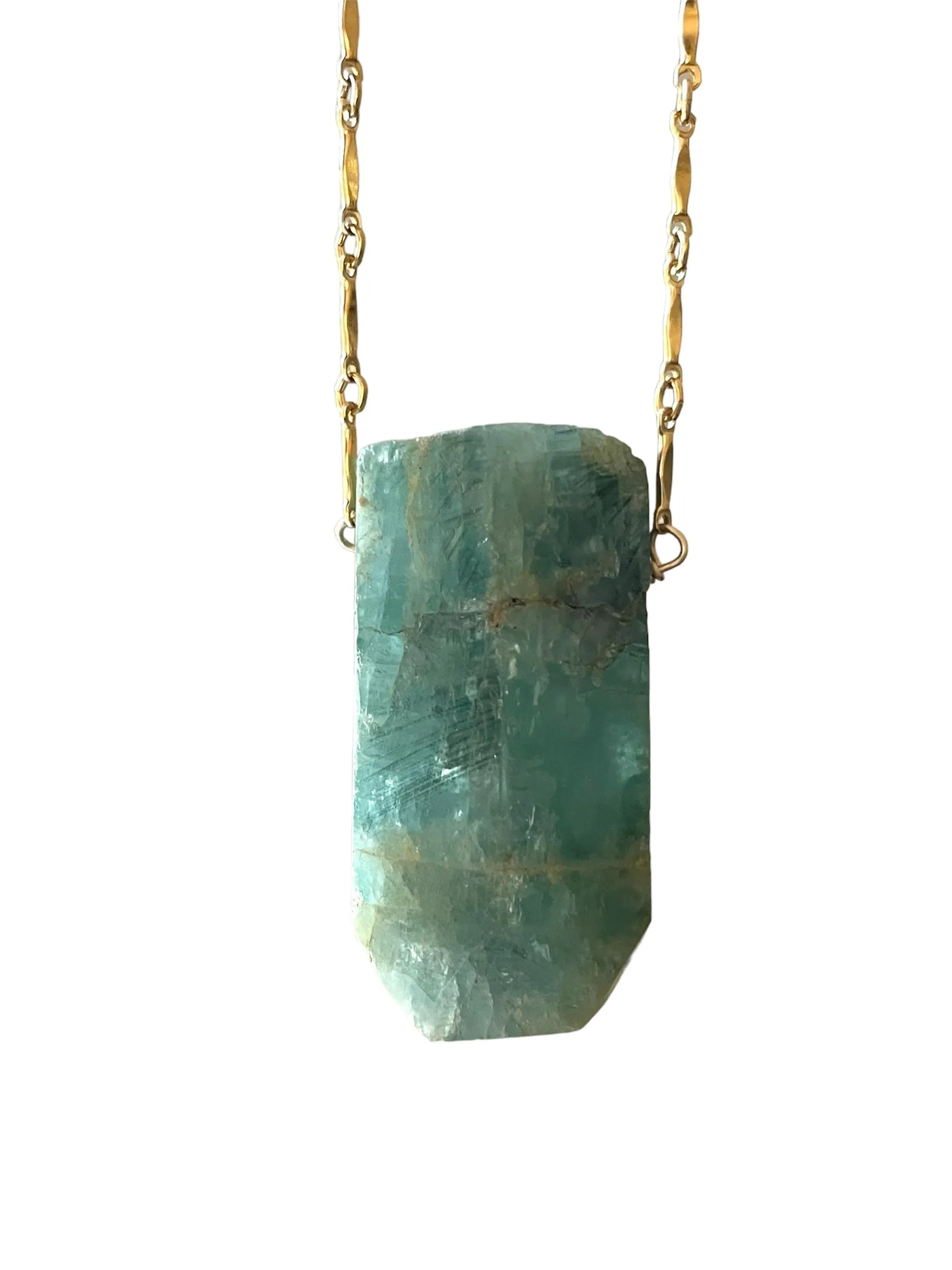 Large Blue Aquamarine Statement Necklace Gold Filled