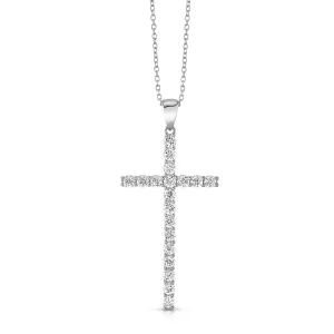 LARGE CROSS CZ NECKLACE, SILVER