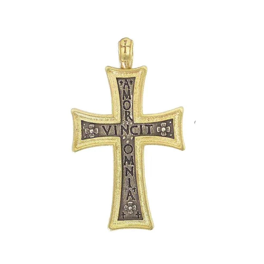 Large Ornate Flower Cross "Love Conquers All"