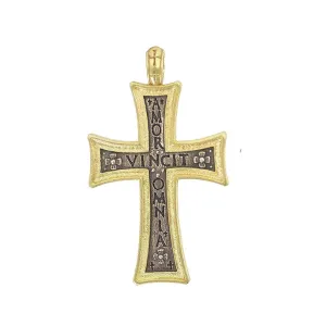 Large Ornate Flower Cross "Love Conquers All"