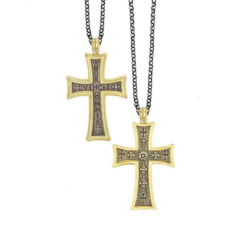 Large Ornate Flower Cross "Love Conquers All"