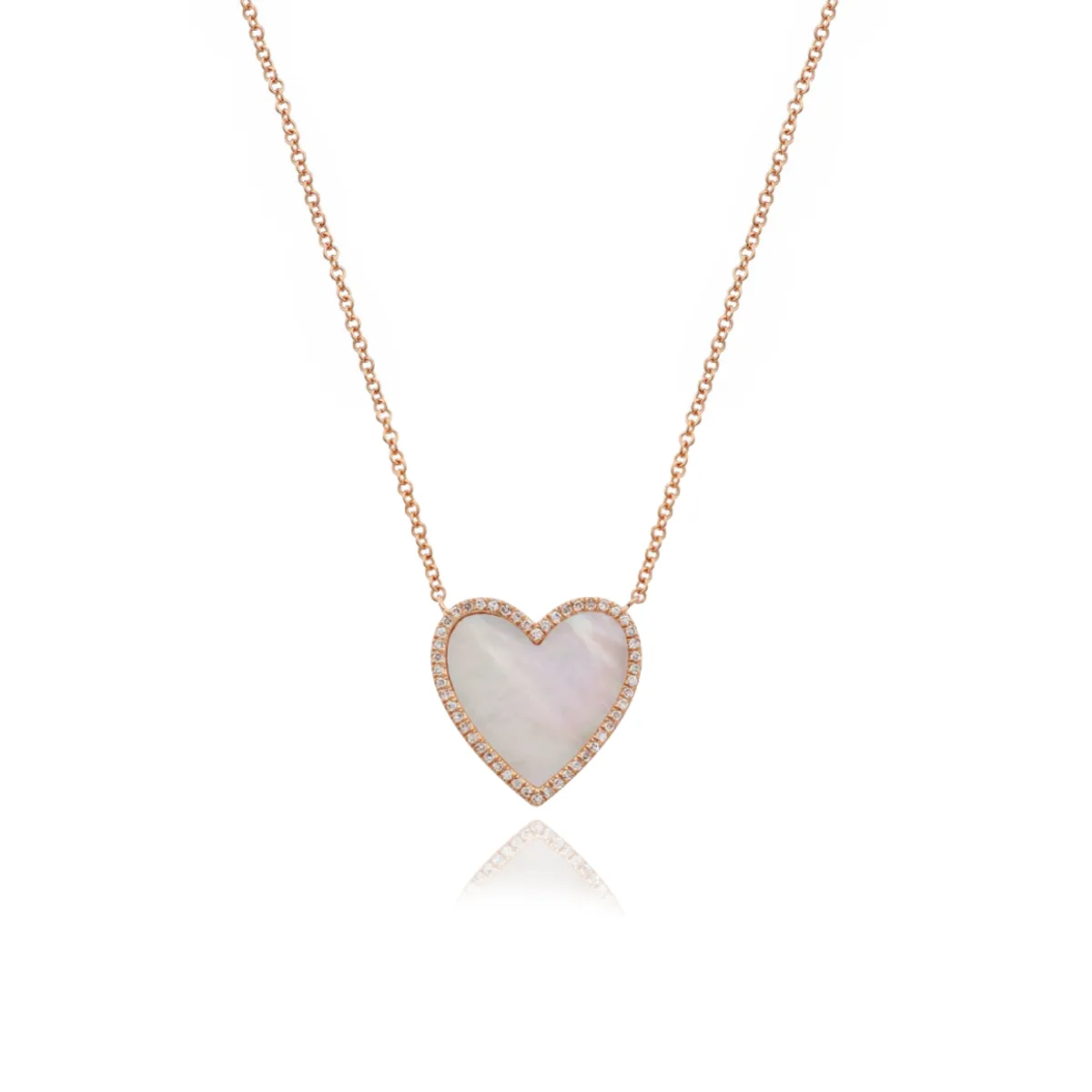 Large Pave Outline Stone Heart Necklace