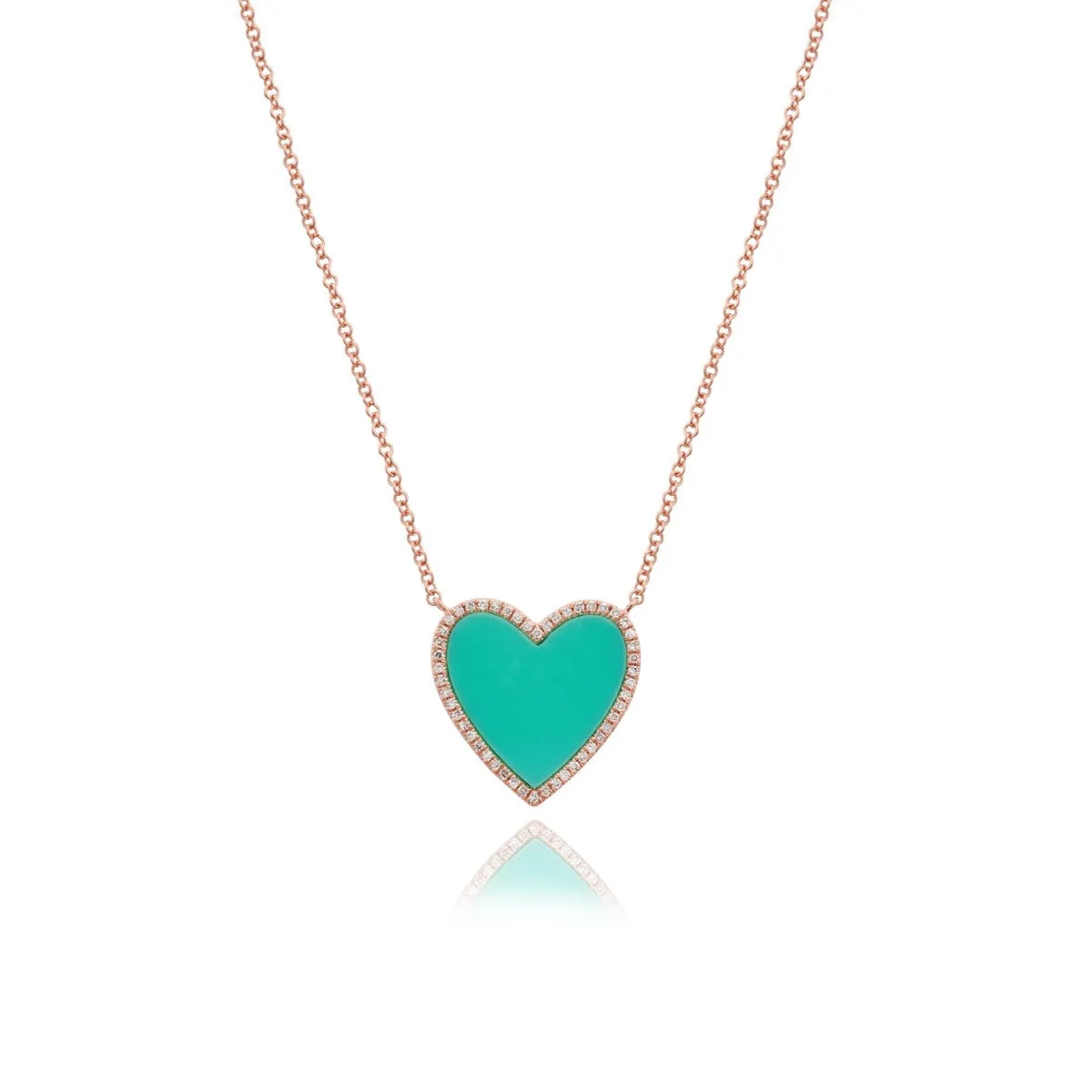 Large Pave Outline Stone Heart Necklace
