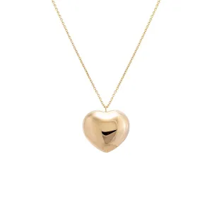 Large Puffy Heart Necklace 14K
