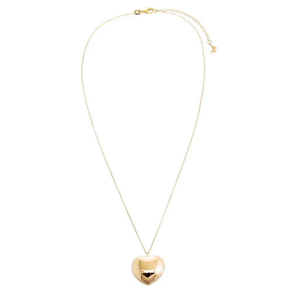 Large Puffy Heart Necklace 14K