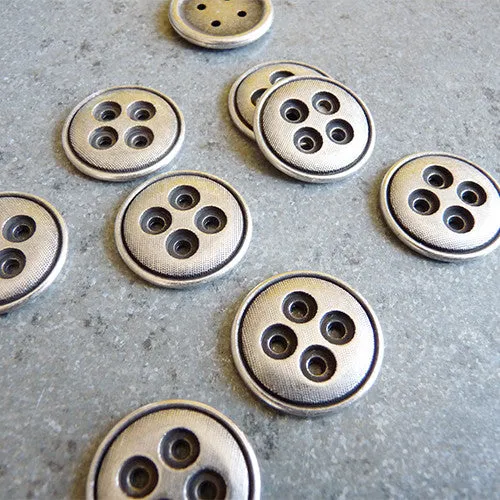 Layered Button - Antique Silver