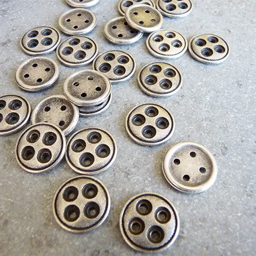 Layered Button - Antique Silver