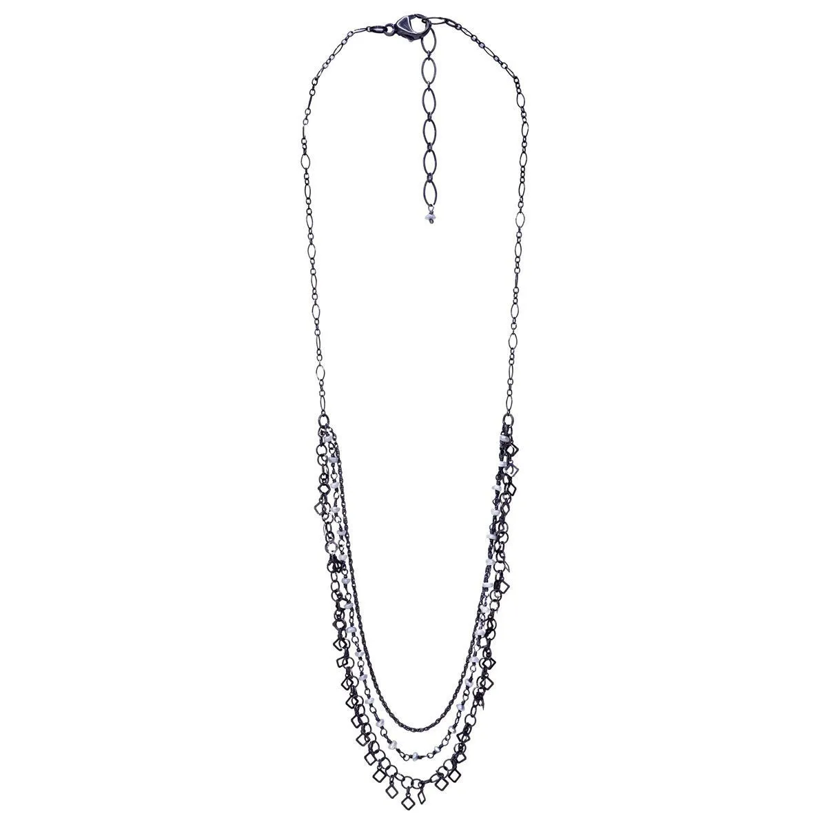 LAYERED PEARL & SILVER CHAIN NECKLACE