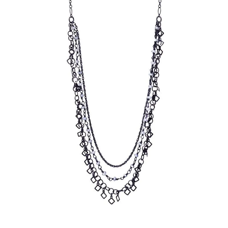 LAYERED PEARL & SILVER CHAIN NECKLACE