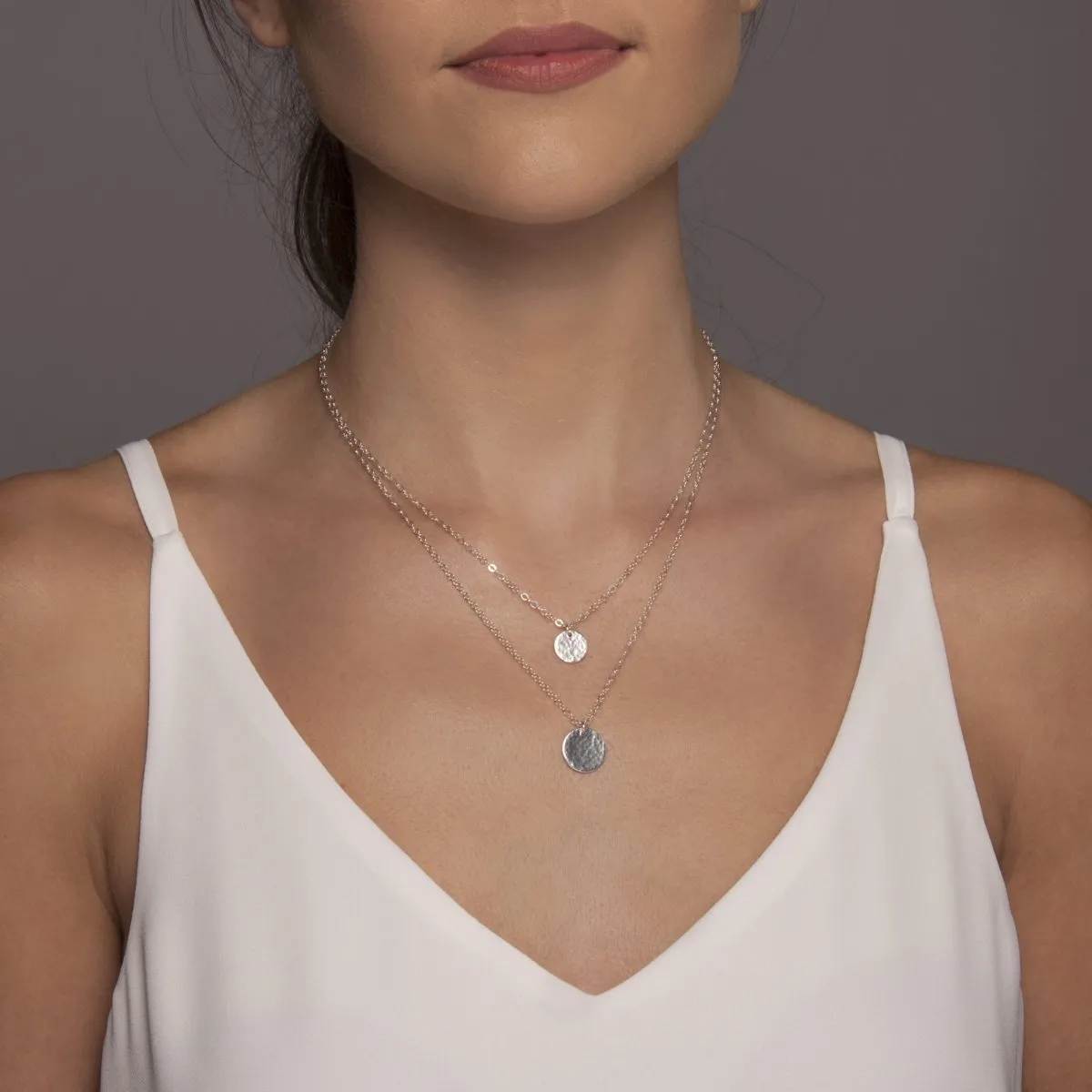 Layered Silver Discs Necklace