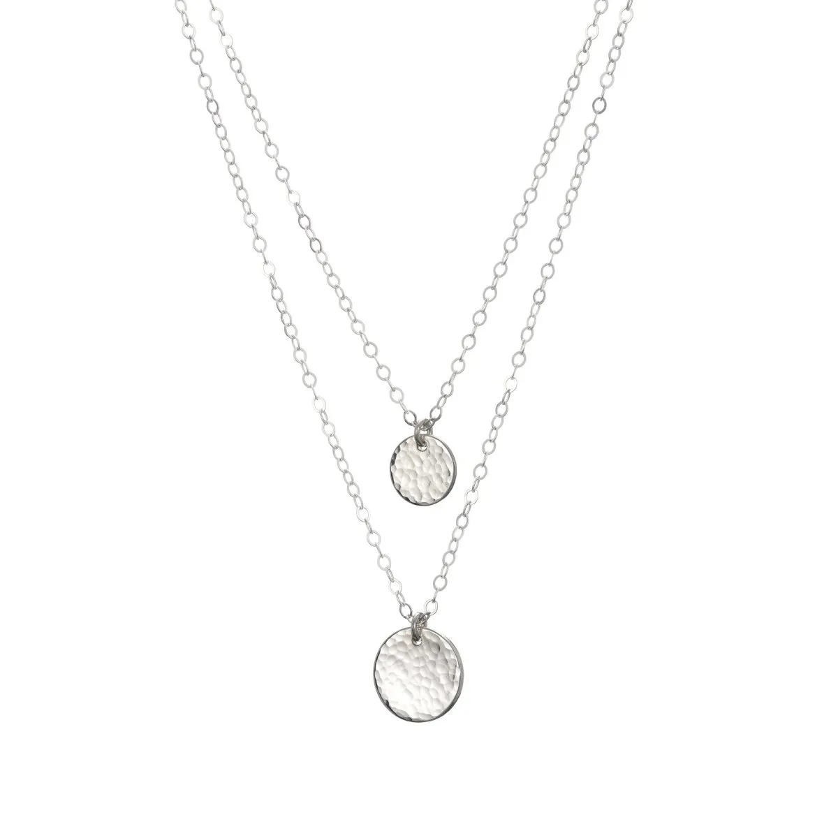Layered Silver Discs Necklace