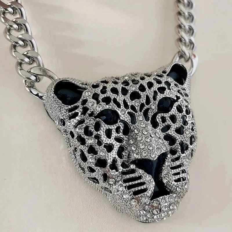 Leopard Head Iced Out Pendant Necklace