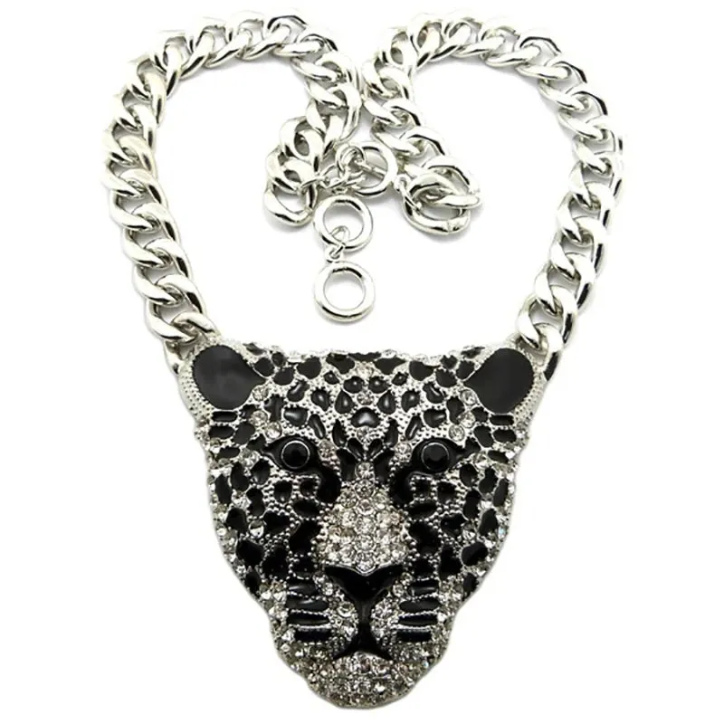 Leopard Head Iced Out Pendant Necklace
