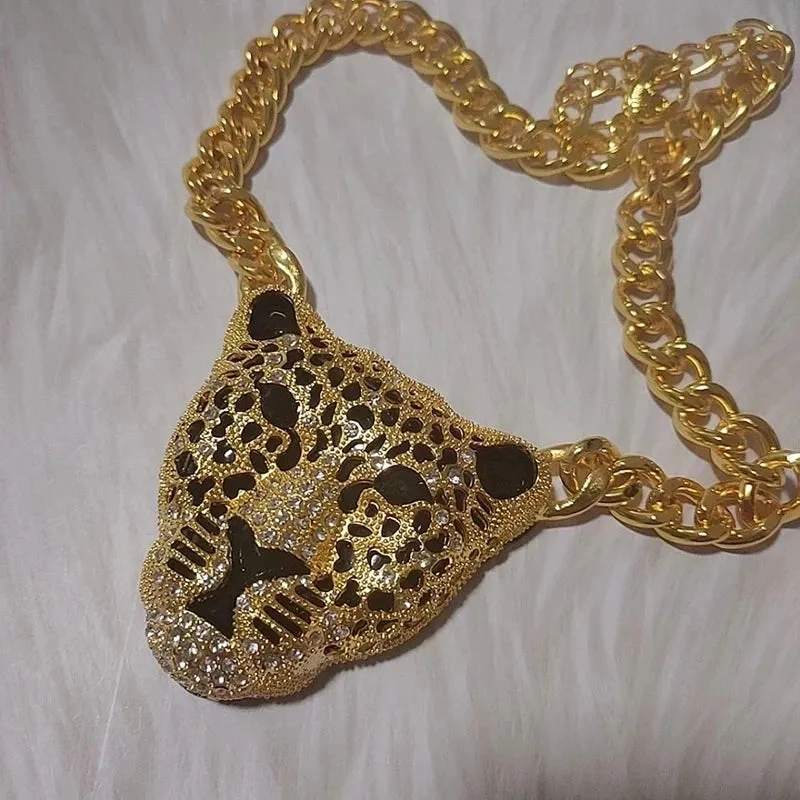 Leopard Head Iced Out Pendant Necklace