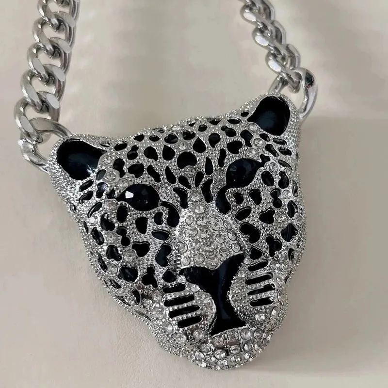 Leopard Head Iced Out Pendant Necklace