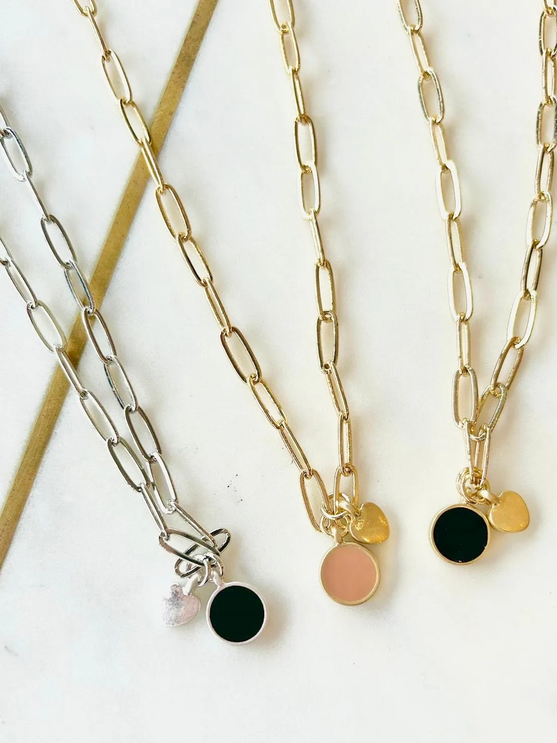 link necklace with heart