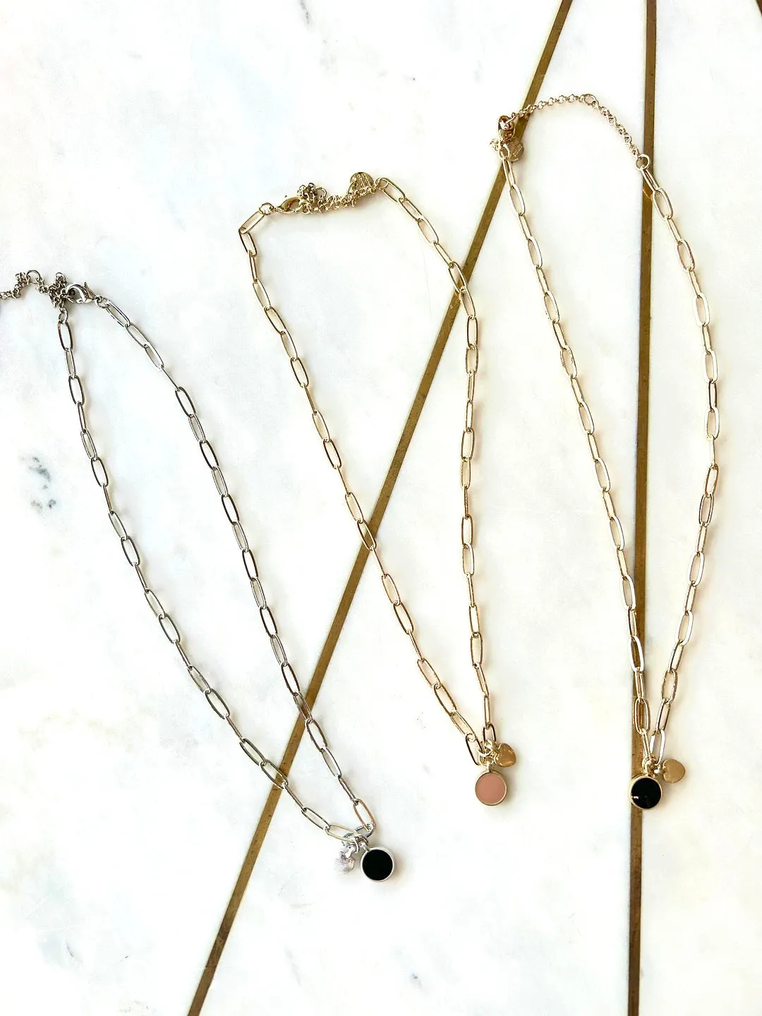 link necklace with heart