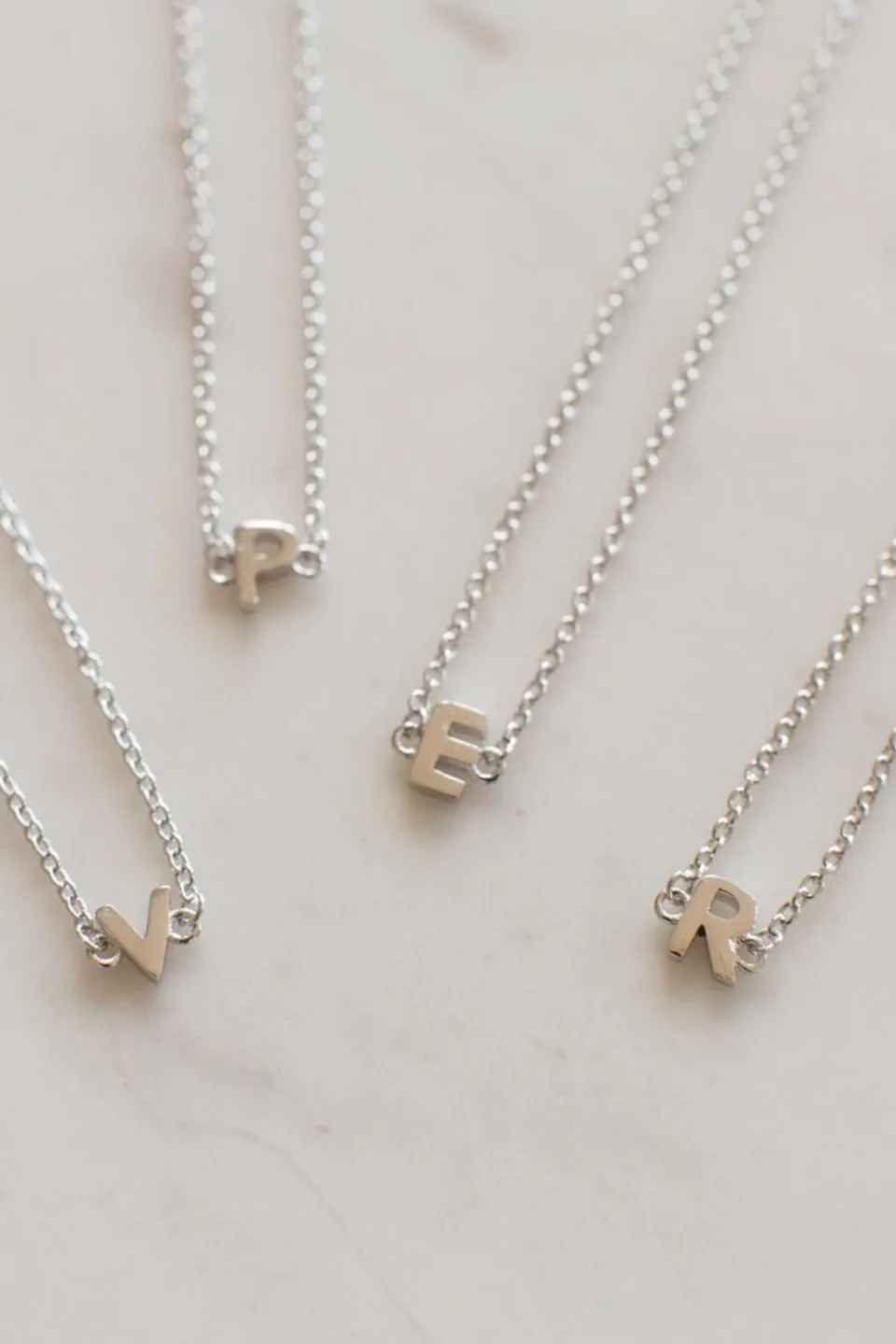 Little Letter Single Silver Necklace