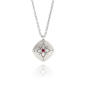 Lotus Cushion Ruby Pendant